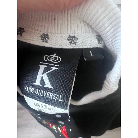 Vintage Embroidered Cardinal Christmas Snowflake Shirt Black King Universal L - Picture 7 of 7